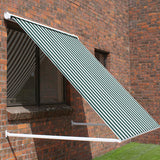 2.0m Half Cassette Drop Arm Awning, Green and White Stripe
