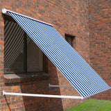 1.0m Half Cassette Drop Arm Awning, Blue and White Stripe