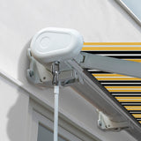 5.0m Full Cassette Electric Awning, Yellow and Grey Stripe