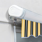 4.5m Full Cassette Electric Awning, Yellow and grey stripe