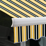 2.5m Full Cassette Electric Awning, Yellow and Grey stripe