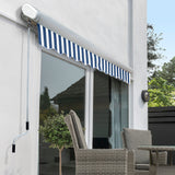 5.0m Full Cassette Manual Awning, Blue and White Stripe
