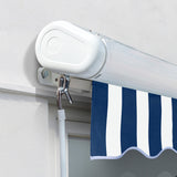 2.5m Full Cassette Manual Awning, Blue and white stripe