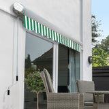 5.0m Full Cassette Manual Awning, Green and White Stripe Polyester