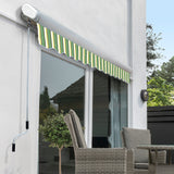 3.5m Full Cassette Electric Awning, Green stripe acrylic