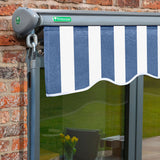 4m Half Cassette Electric Blue and White Awning (Charcoal Cassette)