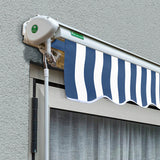 2.5m Half Cassette Manual Awning, Blue and White Stripe
