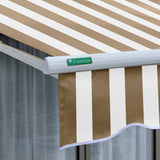 3.0m Half Cassette Electric Awning, Mocha Brown and White Stripe