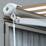 3.0m Half Cassette Electric Awning, Mocha Brown and White Stripe