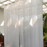 Pair of Polar White Outdoor Curtains with Stainless Steel Eyelets - 185gsm Knitted - H: 2.28m (7.4ft) x W: 2.74m (9ft)