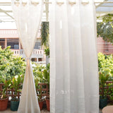 Pair of Ivory Outdoor Curtains with Stainless Steel Eyelets - 185gsm Knitted - H: 2.28m (7.4ft) x W: 2.74m (9ft)