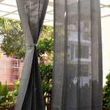 Pair of Charcoal Outdoor Curtains with Stainless Steel Eyelets - 210gsm Knitted - H: 2.28m (7.4ft) x W: 2.74m (9ft)