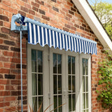 4.5m Standard Manual Awning, Blue and white stripe
