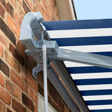 3.5m Standard Manual Awning, Blue and White Stripe