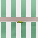 3.5m Standard Manual Awning, Green and White Even Stripe