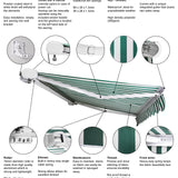 3.5m Full Cassette Electric Awning, Green and white stripe