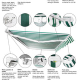 5.0m Half Cassette Electric Awning, Green and White