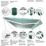 3.0m Half Cassette Patio Awning Electric Awning, Green and White