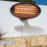 Wall Mounted Quartz Bulb Electric Heater in Black | Heatlab®