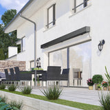 3.0M Deluxe Wireless Full Cassette Electric Awning With Lights (Charcoal Cassette) | Ivory