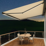 3.0M Deluxe Wireless Full Cassette Electric Awning With Lights (Charcoal Cassette) | Ivory