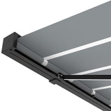 4.0M Deluxe Wireless Full Cassette Electric Awning With Lights (Charcoal Cassette) | Pin Stripe Grey