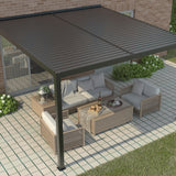 4m x 3m Deluxe Charcoal Wall Mounted Veranda with Louvered Shutter Roof
