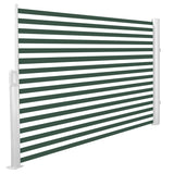 1.6m Patio Wind Break Full Cassette Manual Side Shade Green and White Awning