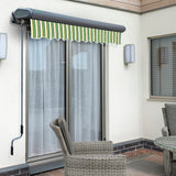 3m Full Cassette Manual Green Stripe Awning (Charcoal Cassette)