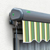 4m Full Cassette Manual Green Stripe Awning (Charcoal Cassette)