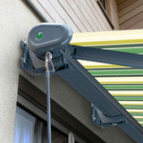 3m Full Cassette Manual Green Stripe Awning (Charcoal Cassette)