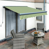 4m Full Cassette Manual Green Stripe Awning (Charcoal Cassette)