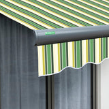 4m Full Cassette Manual Green Stripe Awning (Charcoal Cassette)