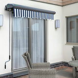 3.5m Full Cassette Manual Blue and White Awning (Charcoal Cassette)