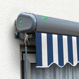 3.5m Full Cassette Manual Blue and White Awning (Charcoal Cassette)
