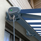 3.5m Full Cassette Manual Blue and White Awning (Charcoal Cassette)