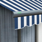 3.5m Full Cassette Manual Blue and White Awning (Charcoal Cassette)