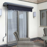 4m Full Cassette Manual Plain Dark Blue Awning (Charcoal Cassette)