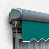 4m Full Cassette Manual Plain Green Awning (Charcoal Cassette)
