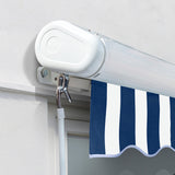 5.0m Full Cassette Electric Awning, Blue and White Stripe