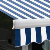5.0m Full Cassette Electric Awning, Blue and White Stripe