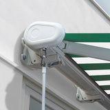 6m Full Cassette Electric Awning, Green and White Stripe Polyester