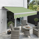 3.5m Full Cassette Electric Awning, Green stripe acrylic