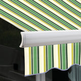 3.5m Full Cassette Electric Awning, Green stripe acrylic