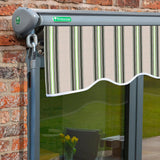 3.5m Half Cassette Electric Multistripe Awning (Charcoal Cassette)