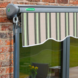 4m Half Cassette Electric Multistripe Awning (Charcoal Cassette)