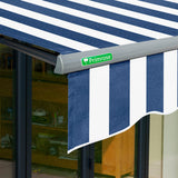 3.5m Half Cassette Electric Blue and White Awning (Charcoal Cassette)