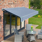 3.5m Half Cassette Electric Blue and White Awning (Charcoal Cassette)