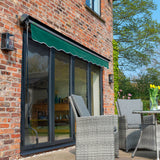 3.5m Half Cassette Electric Plain Green Awning (Charcoal Cassette)