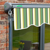 3.5m Half Cassette Manual Green Stripe Awning (Charcoal Cassette)